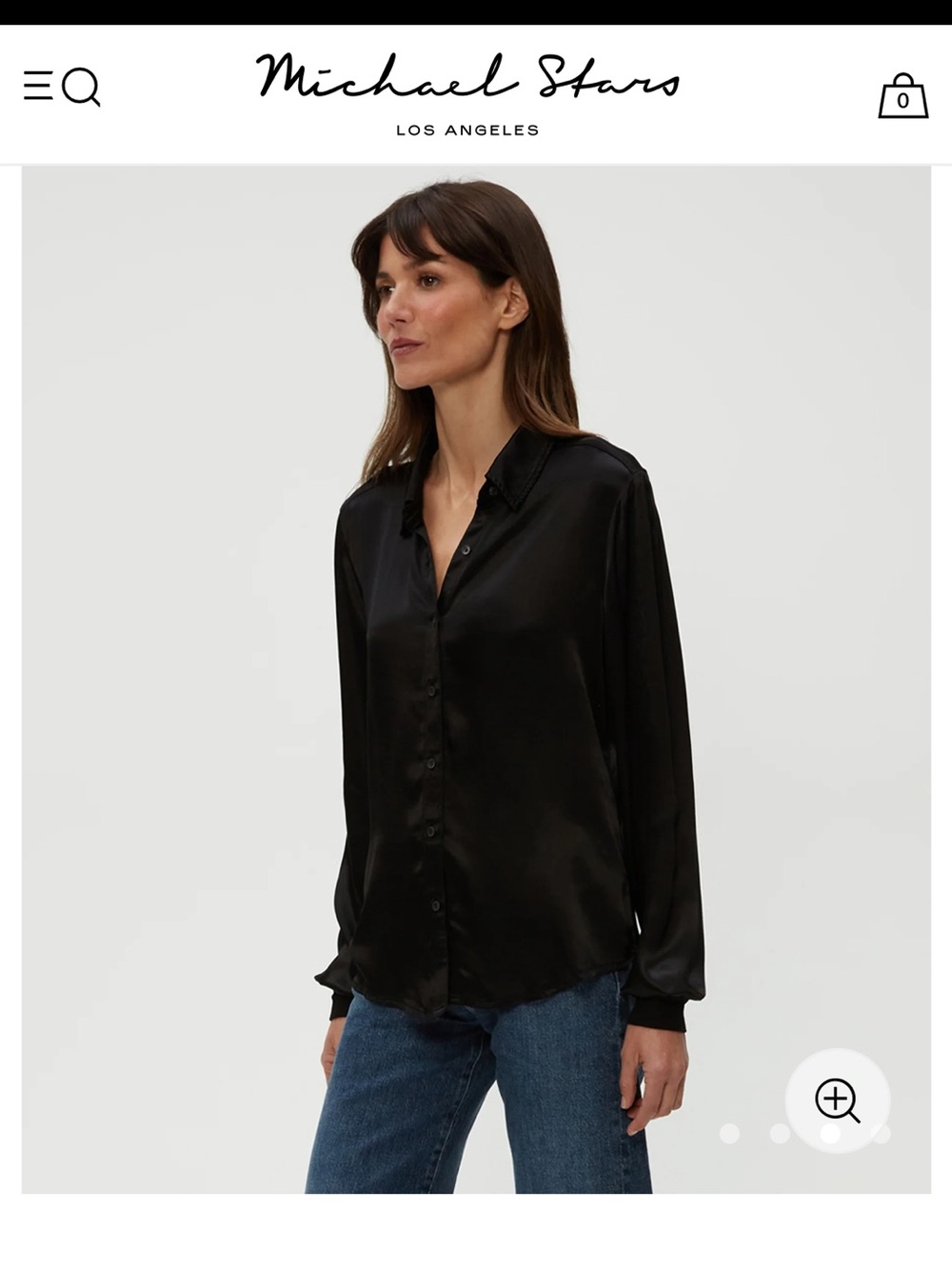 Michael Stars Black Satin Button-Down Shirt
